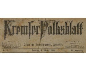 Kremser Volksblatt, 16. Jahrgang, Nr. 1 (3. Jänner 1885) S. 1, ANNO/Österreichische Nationalbibliothek. rubrik_4_thumbnail